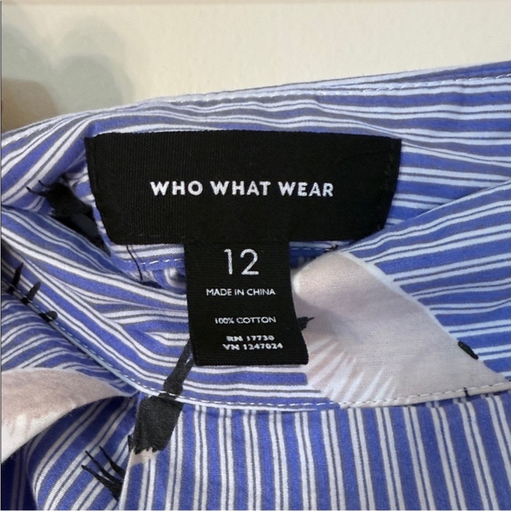 Who What Wear Blue Striped Seagull Print Circle Skirt - Picture 2 of 4